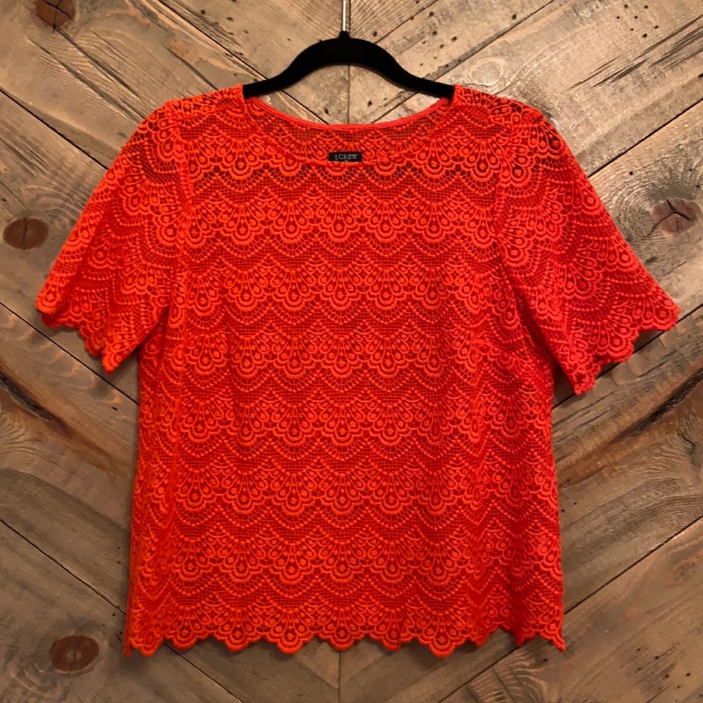 J. Crew Scalloped Lace Top Size S